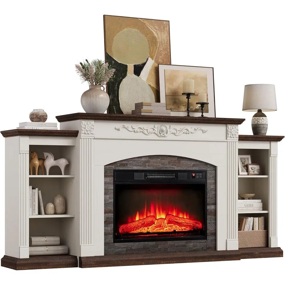 72" Electric ireplace TV Stand or TVs Up to 85", armhouse Entertainment Center with Realistic Stacked Stone Surround, reestandin
72" Electric ireplace TV Stand or TVs Up to 85", armhouse Entertainment Center with Realistic Stacked Stone Surround, reestandin