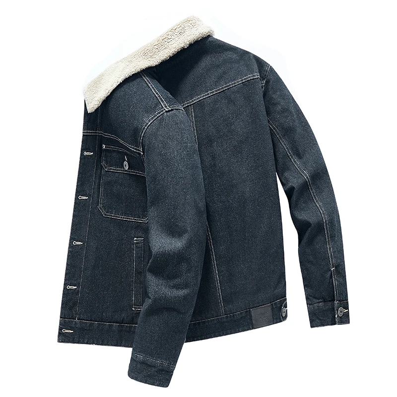 Male Jean Coats with Men's Washed Denim Jacket Warm Padding Black Padded Wool Button Long Sleeve Denim Jackets for Men
Male Jean Coats with Men's Washed Denim Jacket Warm Padding Black Padded Wool Button Long Sleeve Denim Jackets for Men