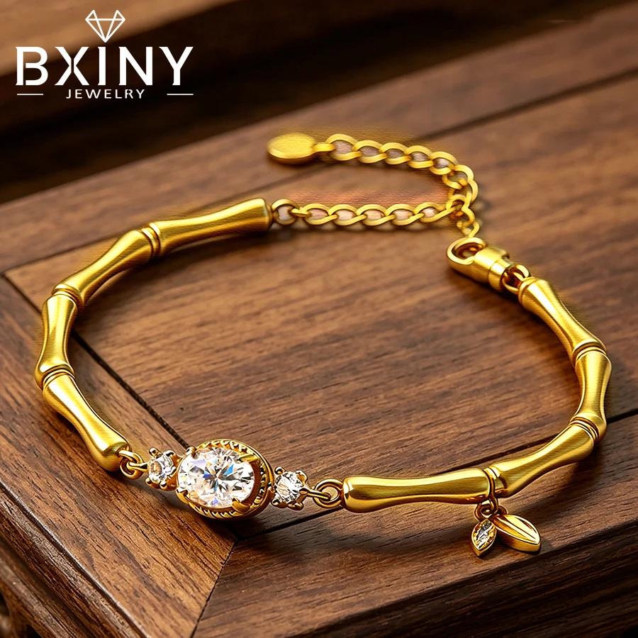 BXINY Oval Cut Moissanite Bamboo Shaped Bracelet 100% S925 Silver Plated 18K Gold Bangele for Women Engagement Gift Fine Jewelry
BXINY Oval Cut Moissanite Bamboo Shaped Bracelet 100% S925 Silver Plated 18K Gold Bangele for Women Engagement Gift Fine Jewelry