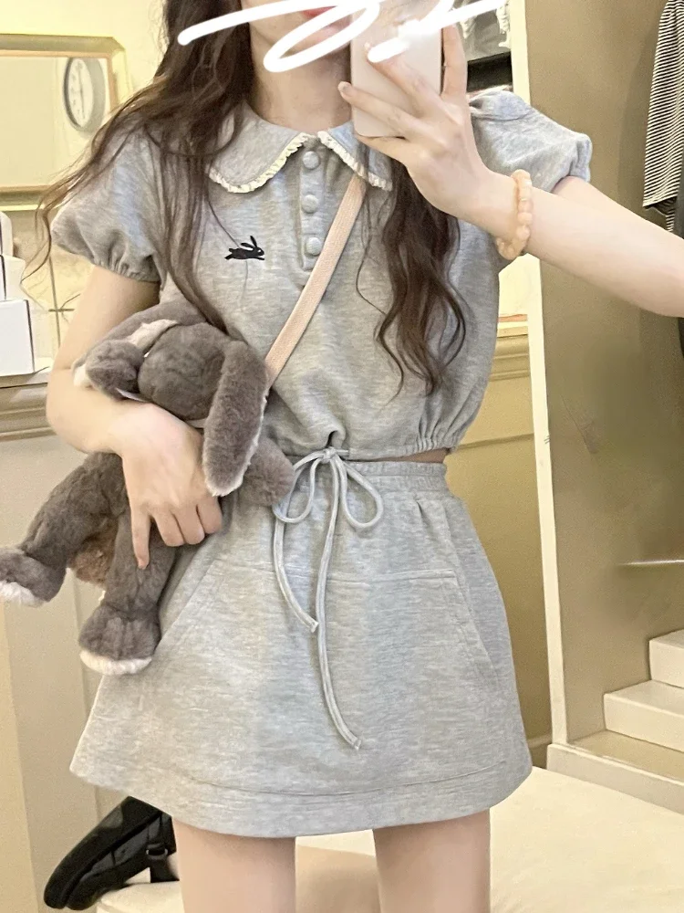 Pink Japanese Kawaii Two Piece Set Women Solid Sweet Cute Skirt Suit Female Harajuku Puff Sleeve Blouse + Mini Skirt Summer 2023
Pink Japanese Kawaii Two Piece Set Women Solid Sweet Cute Skirt Suit Female Harajuku Puff Sleeve Blouse + Mini Skirt Summer 2023