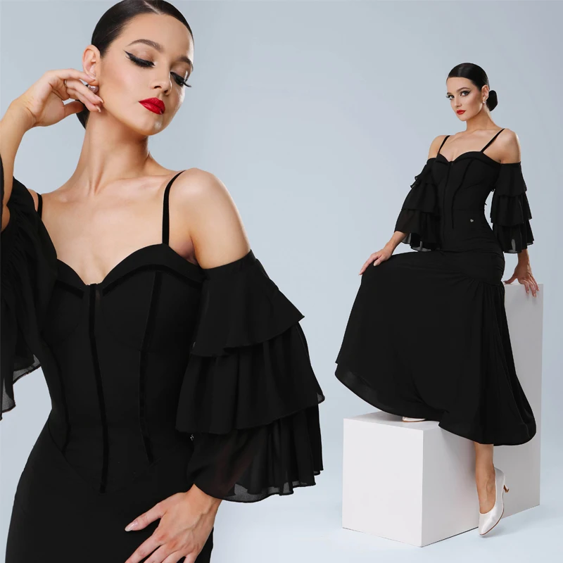 Female Modern Dancing Clothes Women'S Waltz Ballroom Dance Professional Costume Adults Cake Sleeves Latin Dance Dress SL11012
Female Modern Dancing Clothes Women'S Waltz Ballroom Dance Professional Costume Adults Cake Sleeves Latin Dance Dress SL11012