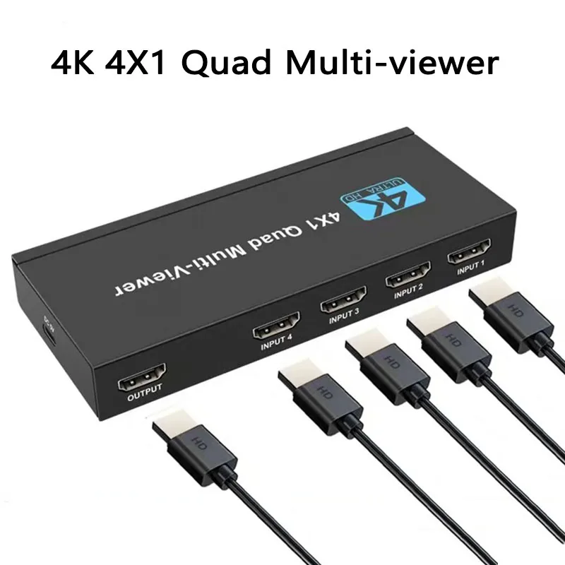 4K 4x1 Quad Multi-viewer switcher Seamless Quad Screen Real Time Splitter 4 in 1 out HDMI-compatible Switch Adapter with IR
4K 4x1 Quad Multi-viewer switcher Seamless Quad Screen Real Time Splitter 4 in 1 out HDMI-compatible Switch Adapter with IR