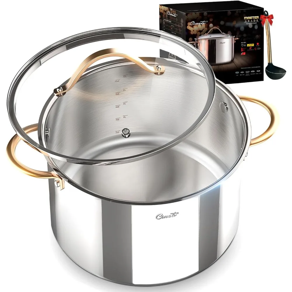 Stock Pot 12 Quart, 18/10 Tri-Ply Stainless Steel Whole Clad with Lid, Seamless 12 QT Soup Copper Handle, Healthy Stockpots, Ind
Stock Pot 12 Quart, 18/10 Tri-Ply Stainless Steel Whole Clad with Lid, Seamless 12 QT Soup Copper Handle, Healthy Stockpots, Ind