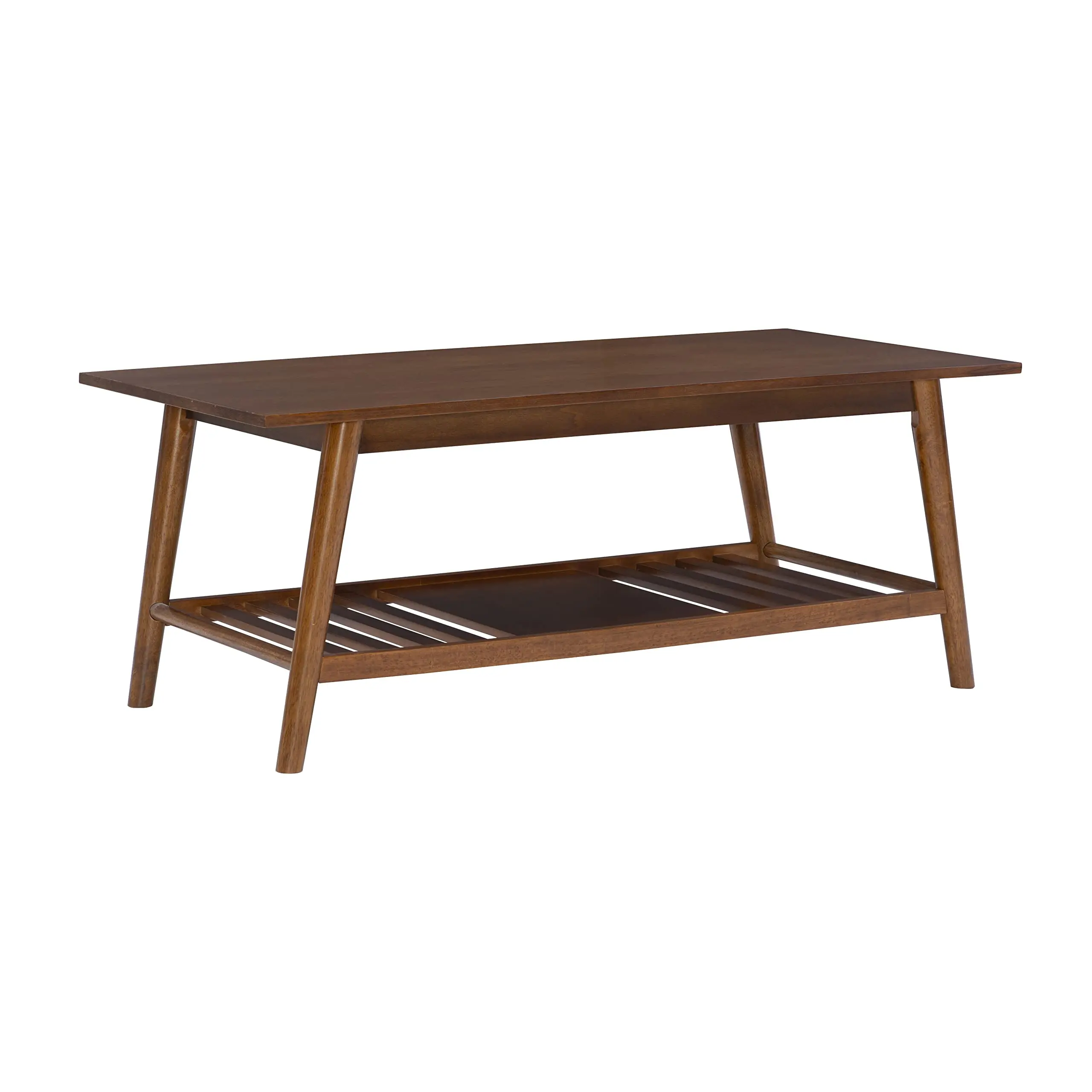 Mid Century Modern Walnut Coffee Table With Slatted Shelf
Mid Century Modern Walnut Coffee Table With Slatted Shelf