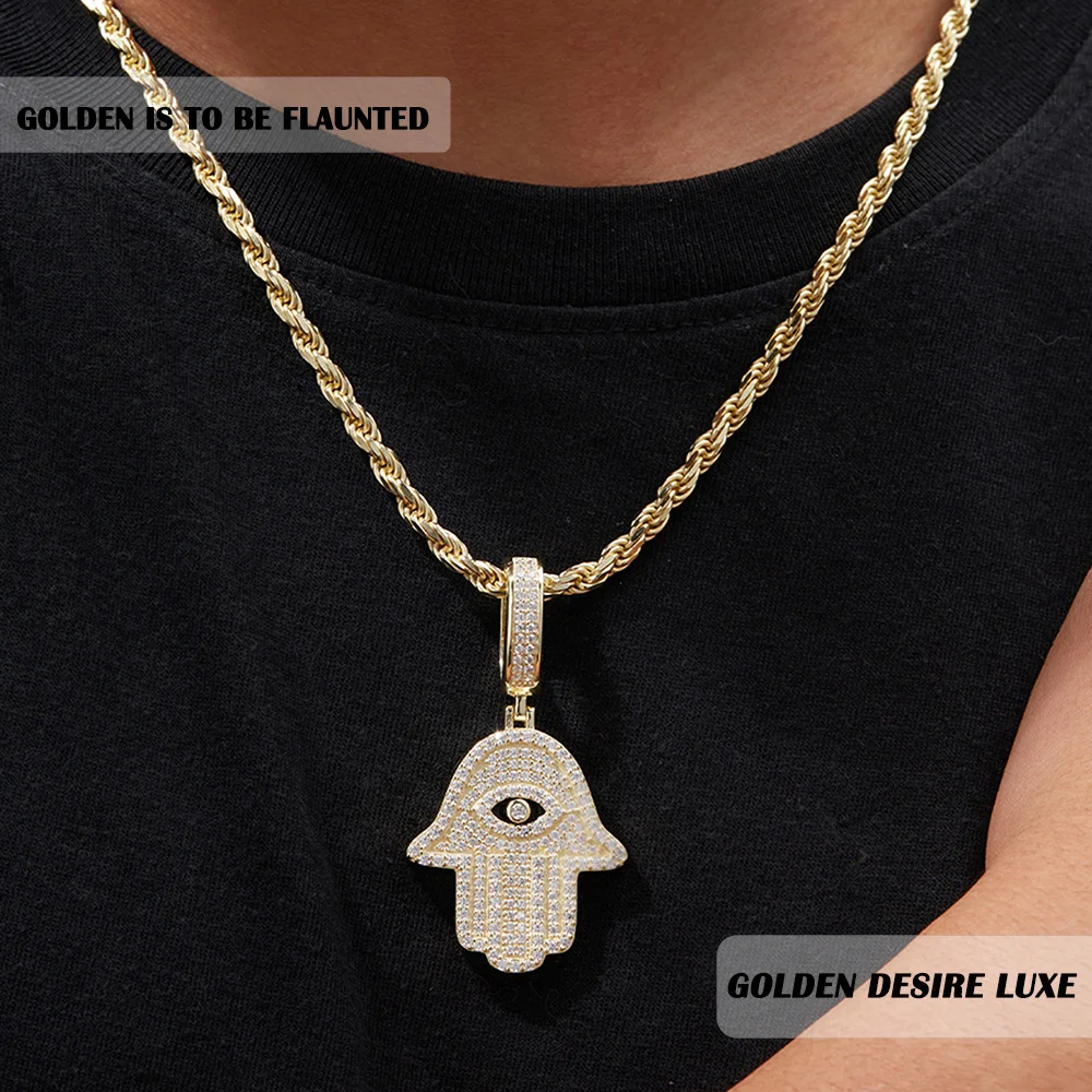 Ожерелье с подвеской из муассанита Hamsa Hand Evil Eye, стерлинговое серебро 925 пробы, позолоченное 18 карат в стиле хип-хоп, поставляется с сертификатом GRA
Ожерелье с подвеской из муассанита Hamsa Hand Evil Eye, стерлинговое серебро 925 пробы, позолоченное 18 карат в стиле хип-хоп, поставляется с сертификатом GRA