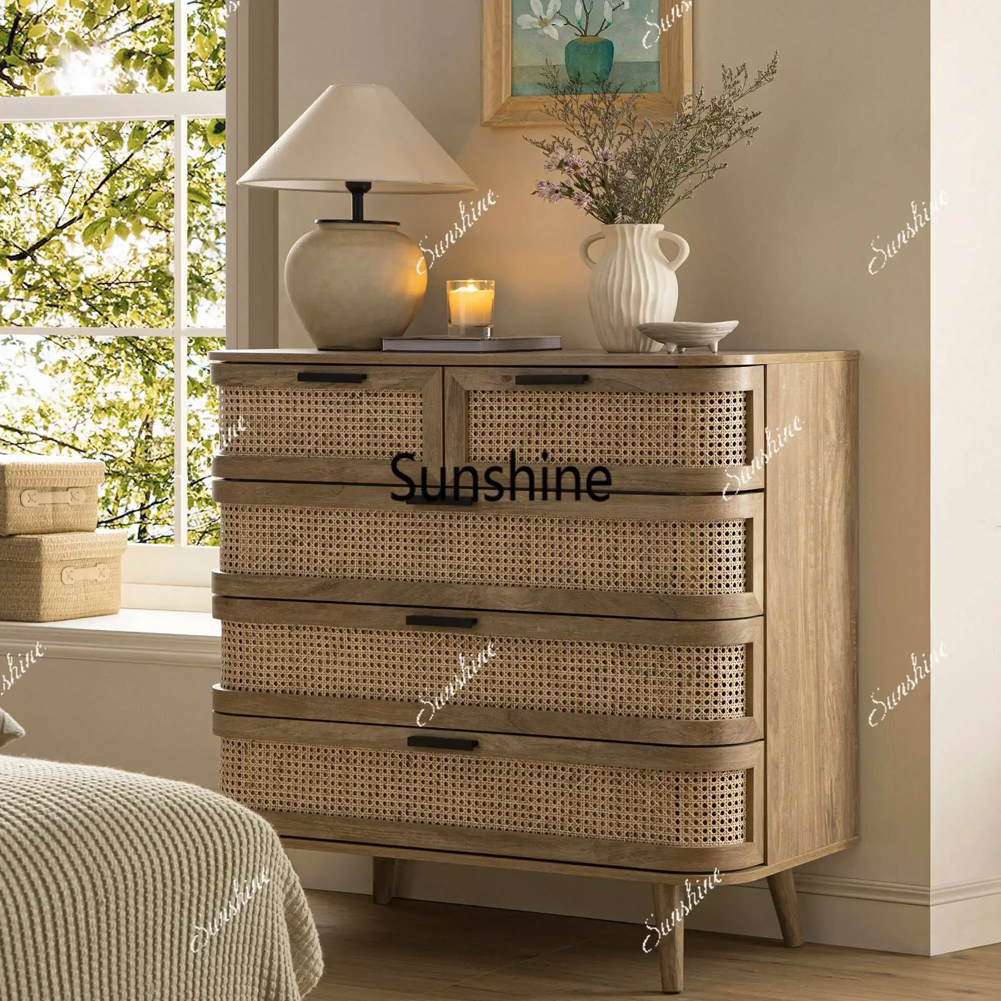 Y.French retro solid wood rattan cabinet, bedroom bedside, storage, living room wall storage
Y.French retro solid wood rattan cabinet, bedroom bedside, storage, living room wall storage