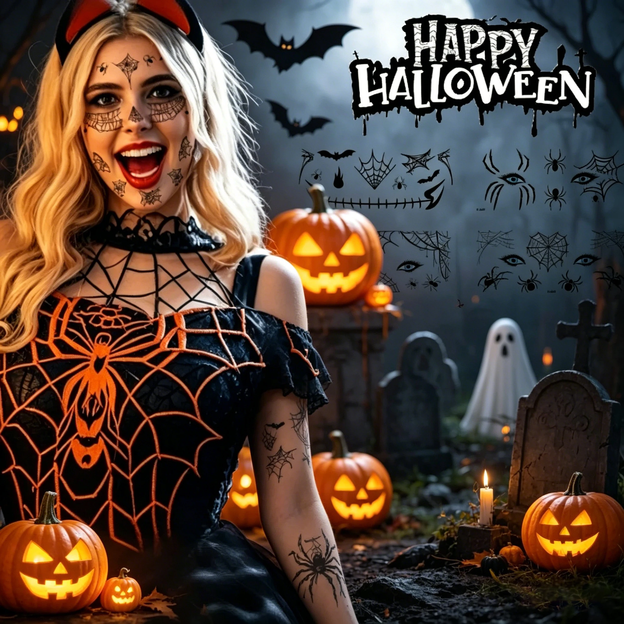 Scary Halloween Temporary Tattoos Spider Web Fake Tattoos Spider Bat Waterproof Body Temporary Sticker Makeup Tattoos Kit Set
Scary Halloween Temporary Tattoos Spider Web Fake Tattoos Spider Bat Waterproof Body Temporary Sticker Makeup Tattoos Kit Set