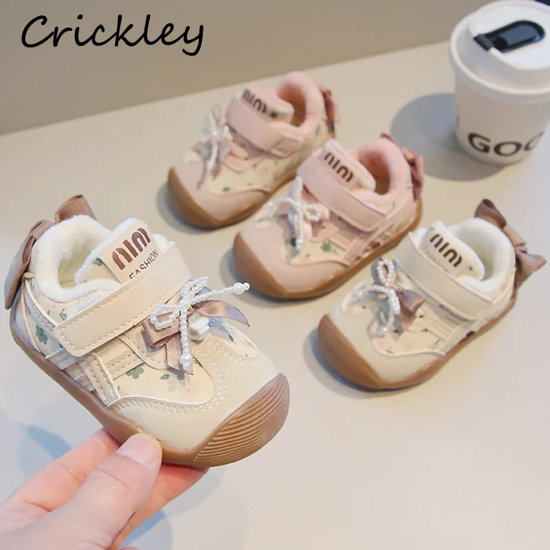 Bow Flowers Printed Baby Girls Casual Shoes Winter PU Short Plush Warm Kids Sneakers Soft Sole Children First Walk Shoes
Bow Flowers Printed Baby Girls Casual Shoes Winter PU Short Plush Warm Kids Sneakers Soft Sole Children First Walk Shoes