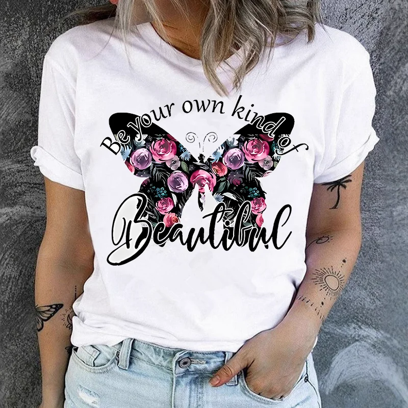 Elegant Floral Butterfly Print White T-shirt Round Neck Short Sleeve Women's Dress Aesthetic Clothes Summer polyester fabric
Elegant Floral Butterfly Print White T-shirt Round Neck Short Sleeve Women's Dress Aesthetic Clothes Summer polyester fabric