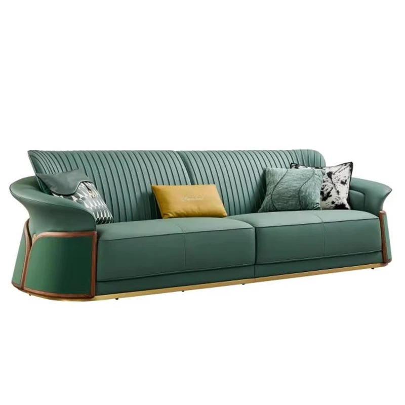 #Olive Green Leather Sofa with Walnut Frame & Steel Accents
#Olive Green Leather Sofa with Walnut Frame & Steel Accents
