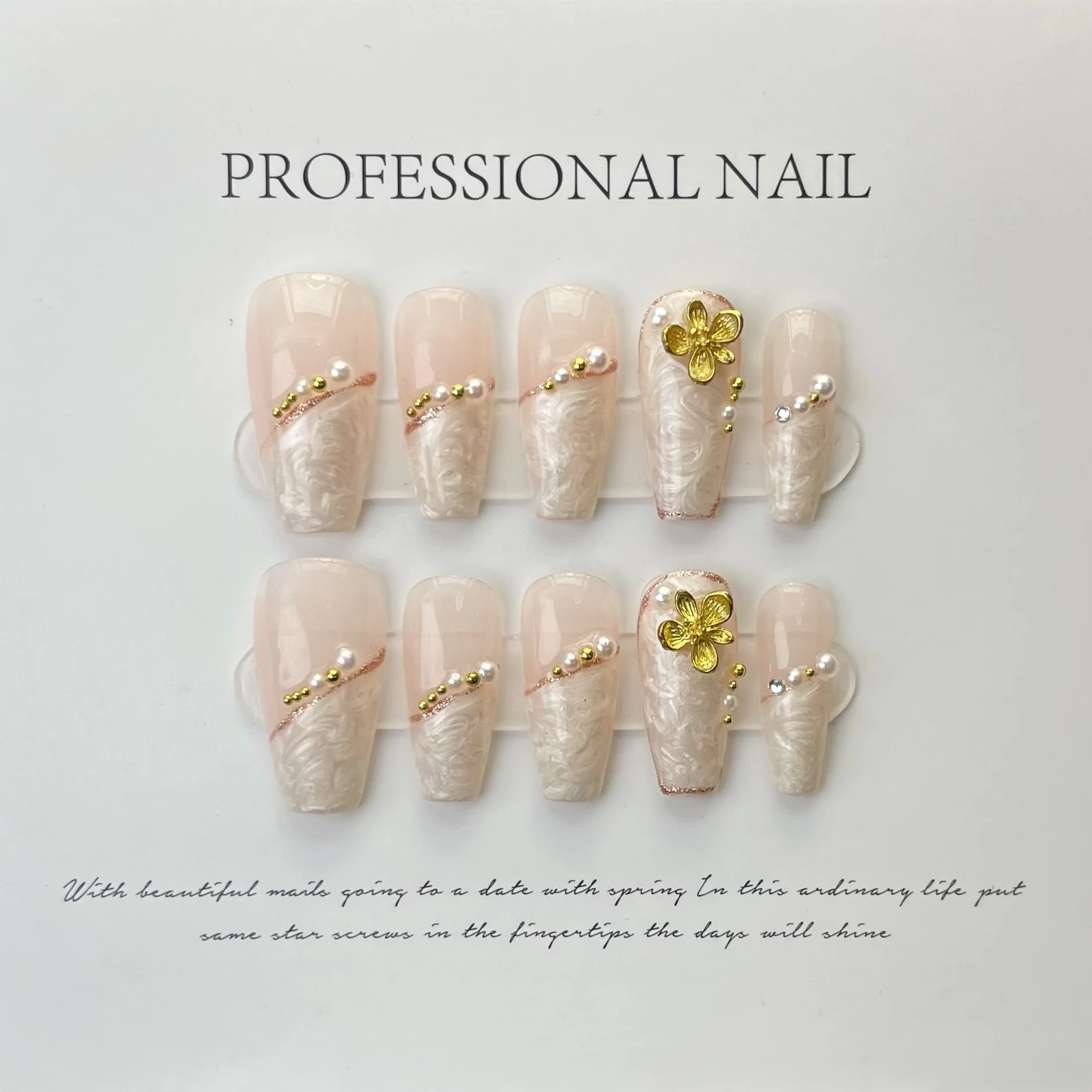 10 pcs Luxury Handmade Press on Nails Middle Trapezoid Mica Floret Design False Nails with 4-PIECE Tool Adhesive Nail Glue Tabs
10 pcs Luxury Handmade Press on Nails Middle Trapezoid Mica Floret Design False Nails with 4-PIECE Tool Adhesive Nail Glue Tabs