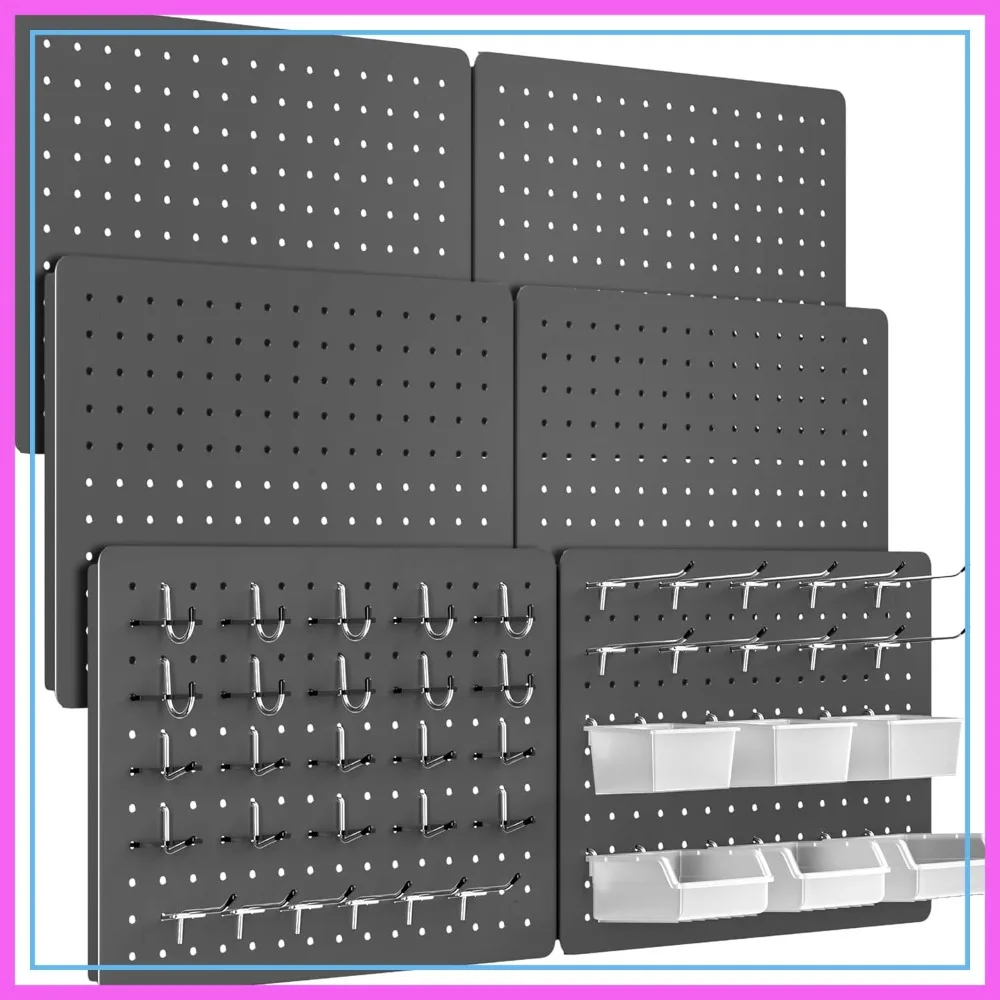 6 Pack Metal Pegboard Wall Organizer with Hooks, 16"×12" Gray Panels for Garage, Kitchen, Office, Craft Room Tool Storage
6 Pack Metal Pegboard Wall Organizer with Hooks, 16"×12" Gray Panels for Garage, Kitchen, Office, Craft Room Tool Storage