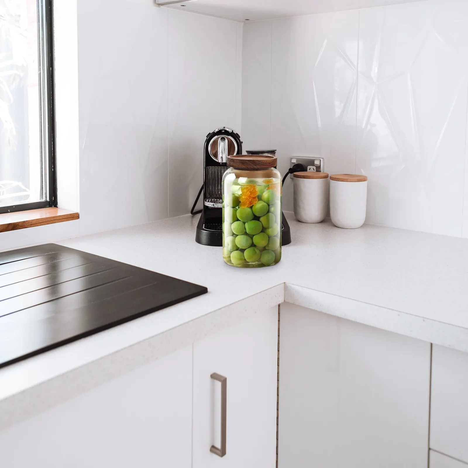 Glass Fermentation Jar Sealed Storage Container Wood Lid Kitchen Canister Tea Coffee Sugar Canister Set Food Grain Storage Jar
Glass Fermentation Jar Sealed Storage Container Wood Lid Kitchen Canister Tea Coffee Sugar Canister Set Food Grain Storage Jar