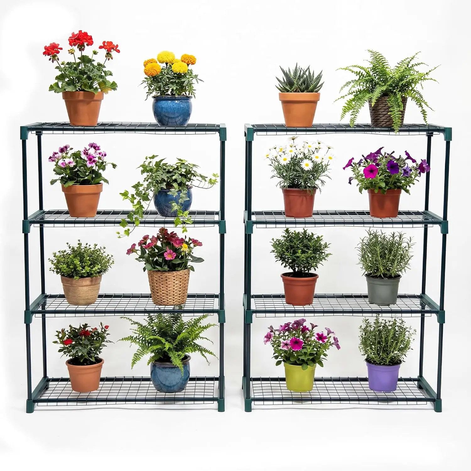 4-Tier Steel Greenhouse Shelving Unit, 2-Pack Plant Stand for Indoor/Outdoor Storage
4-Tier Steel Greenhouse Shelving Unit, 2-Pack Plant Stand for Indoor/Outdoor Storage