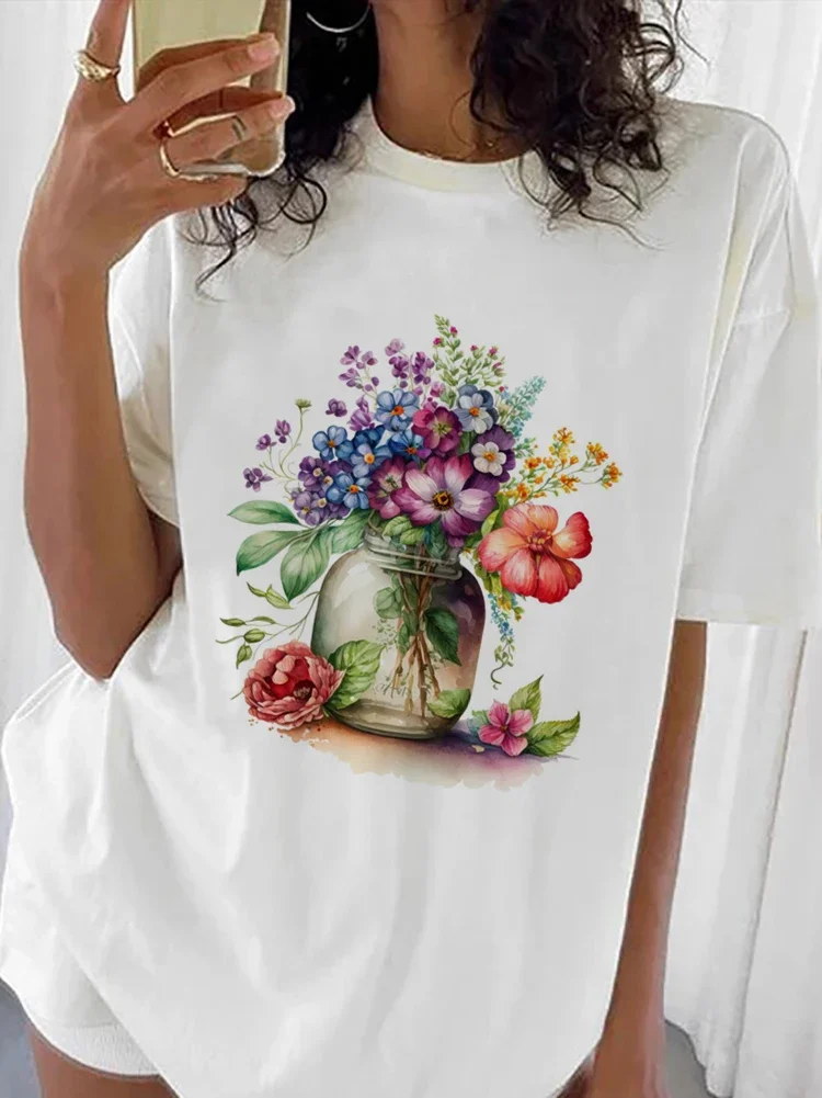 Women's Trendy Casual Versatile Flower Pattern T-Shirt Clothing Women's Short Sleeved Printed O-Neck Cute Fashion T-Shirt.
Women's Trendy Casual Versatile Flower Pattern T-Shirt Clothing Women's Short Sleeved Printed O-Neck Cute Fashion T-Shirt.