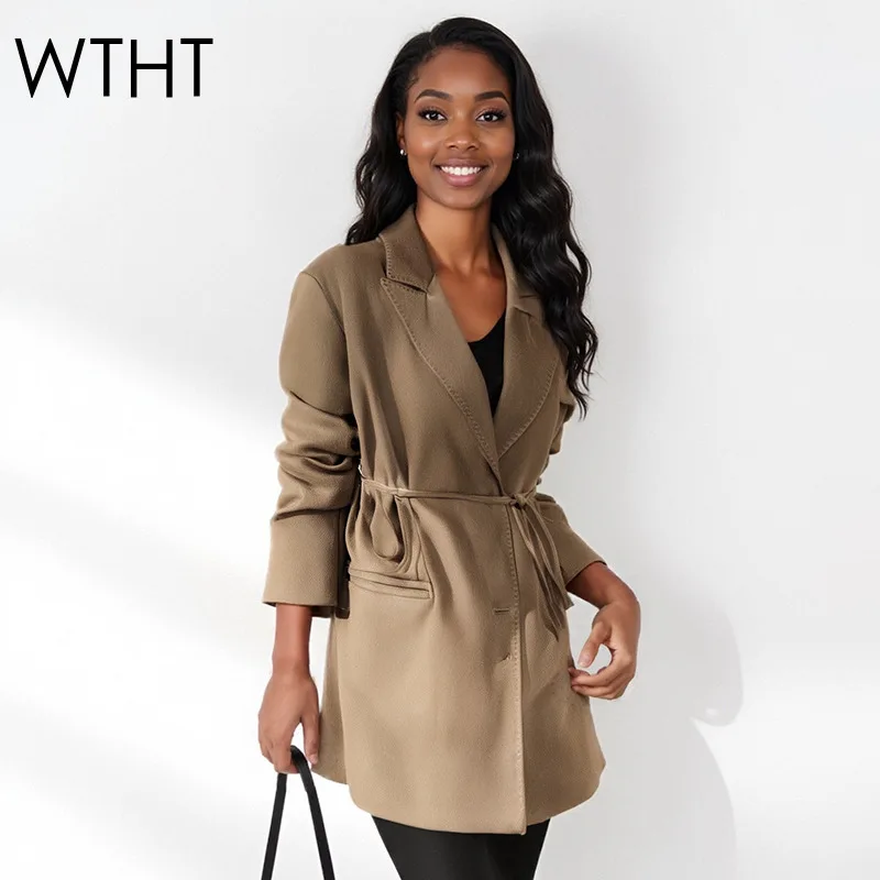 WTHT Fashion Women's Bandage Lapel Design Solid Color Coat Trendy 2025 Autumn Long Sleeve Turn Down Collar Jacket Female 1LS2365
WTHT Fashion Women's Bandage Lapel Design Solid Color Coat Trendy 2025 Autumn Long Sleeve Turn Down Collar Jacket Female 1LS2365