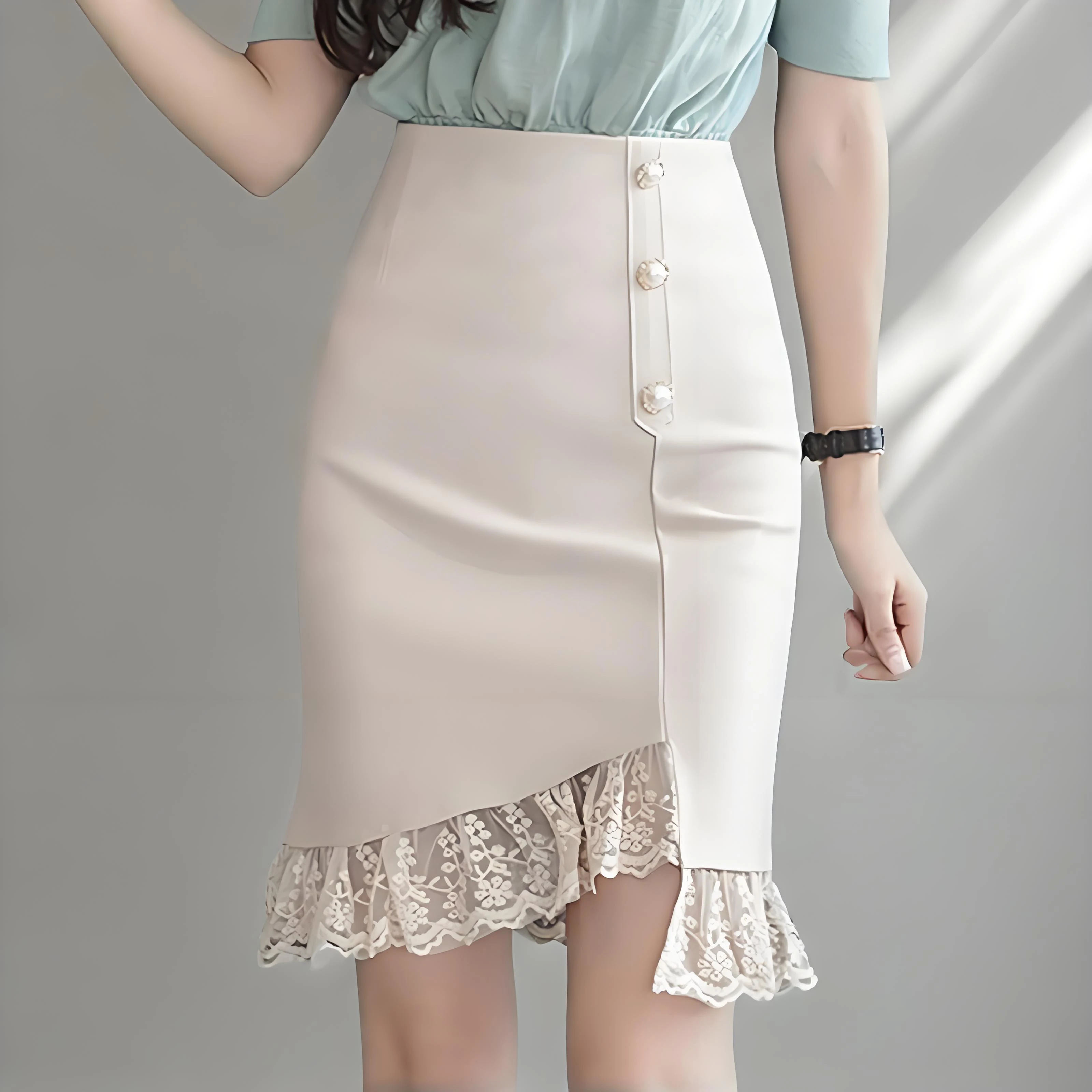 Элегантные офисные женские однотонные юбки-карандаш с запахом, классические кружевные лоскутные тонкие повседневные юбки с грудью, корейские модные винтажные юбки
Элегантные офисные женские однотонные юбки-карандаш с запахом, классические кружевные лоскутные тонкие повседневные юбки с грудью, корейские модные винтажные юбки