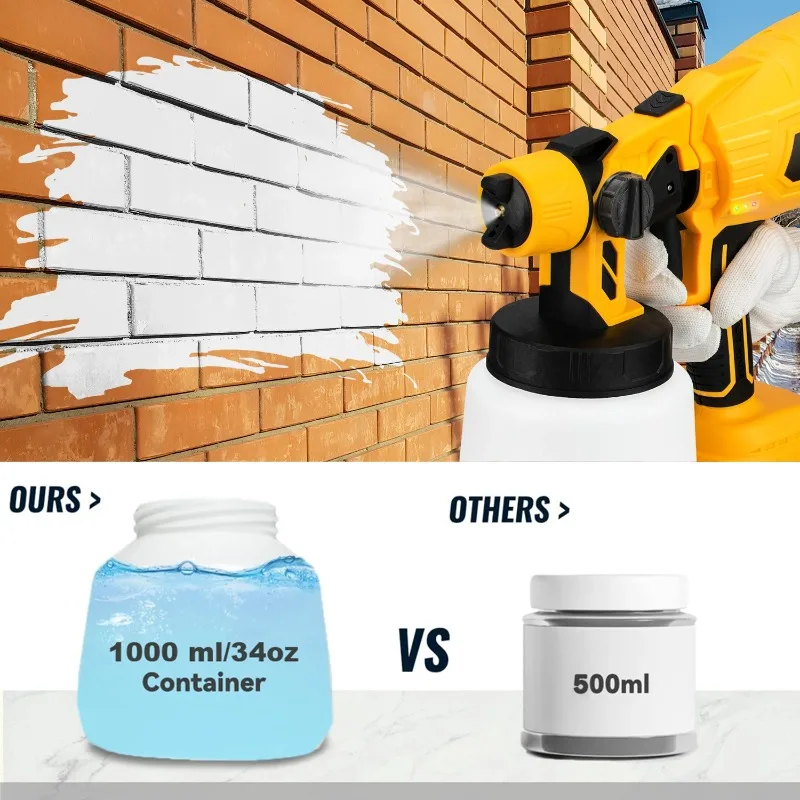 【Hot Item】1000ML Brushless Electric Spray Gun HVLP Cordless Paint Sprayer Auto Furniture Steel Coating Airbrush For 18V Battery
【Hot Item】1000ML Brushless Electric Spray Gun HVLP Cordless Paint Sprayer Auto Furniture Steel Coating Airbrush For 18V Battery