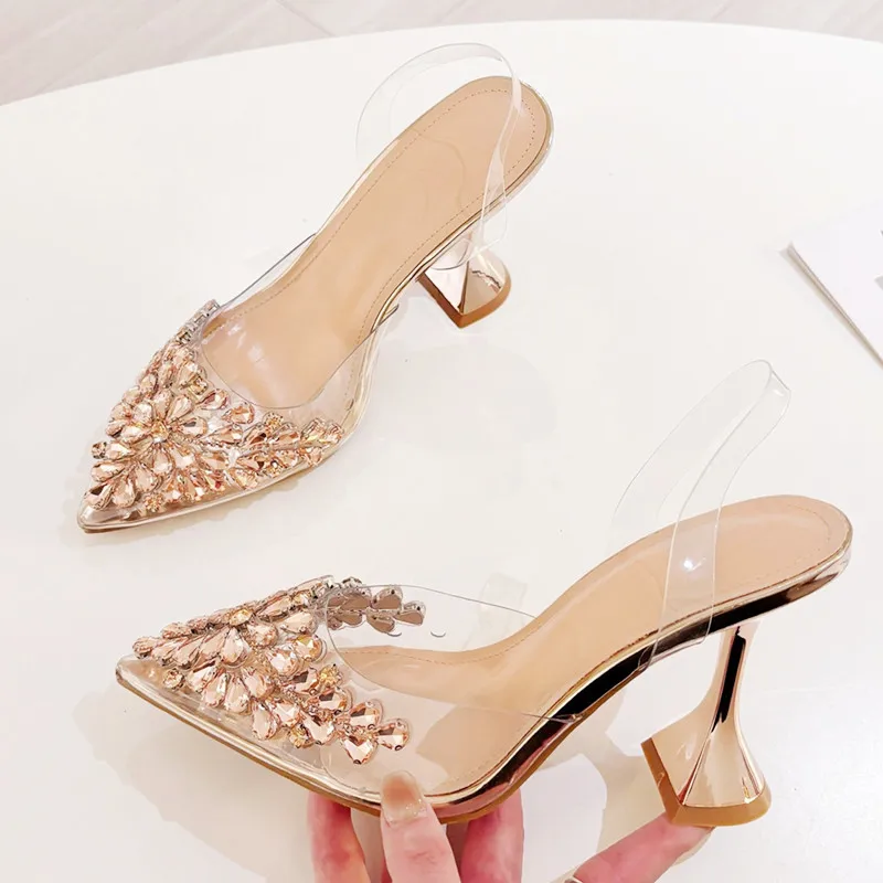 Luxury Rhinestone Transparent PVC Women Sandals Pointed Toe Thin Heel Designer Sandals Summer Fashion Sexy Banquet Dress Shoes
Luxury Rhinestone Transparent PVC Women Sandals Pointed Toe Thin Heel Designer Sandals Summer Fashion Sexy Banquet Dress Shoes