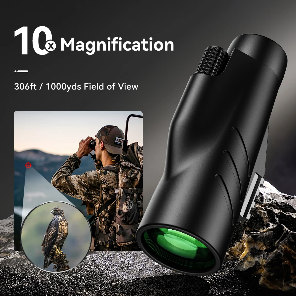 APEXEL 10x50mm Waterproof Monocular Telescope, HD Military-Grade BAK4 Prism with Built-in Coordinates-For Hunting and Hiking
APEXEL 10x50mm Waterproof Monocular Telescope, HD Military-Grade BAK4 Prism with Built-in Coordinates-For Hunting and Hiking