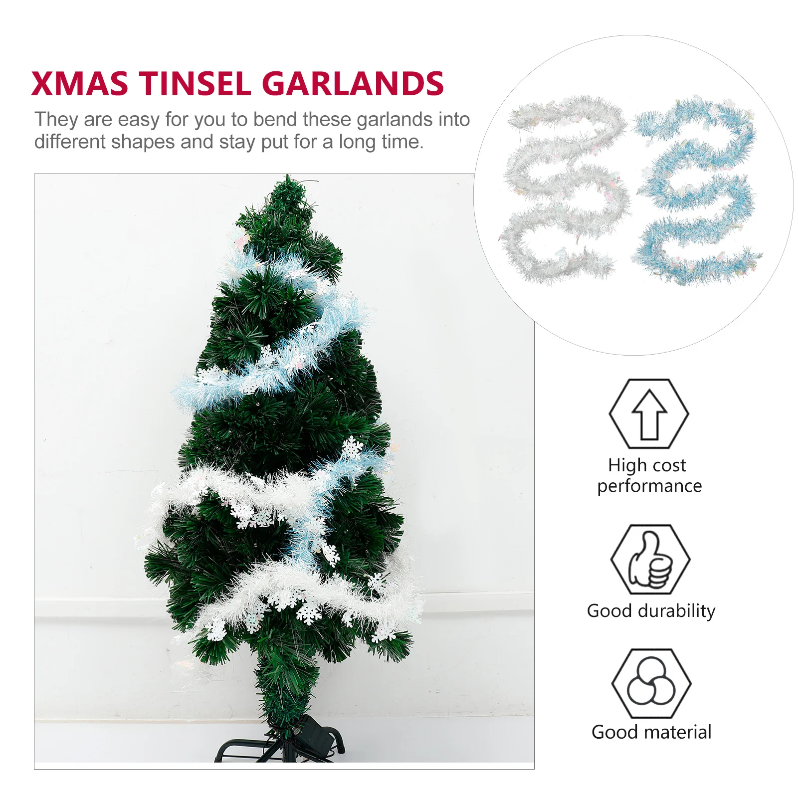 2pcs Christmas Tinsel Garlands Super Long Xmas Decorations Tree Home Wedding Party Diy Garland Background Ornament Lightweight 
2pcs Christmas Tinsel Garlands Super Long Xmas Decorations Tree Home Wedding Party Diy Garland Background Ornament Lightweight