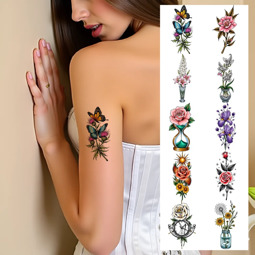 28pcs Temporary Tattoo New School Traditional Floral Bouquet Cactus Pocket Watch For Arms Adults Shoulders
28pcs Temporary Tattoo New School Traditional Floral Bouquet Cactus Pocket Watch For Arms Adults Shoulders