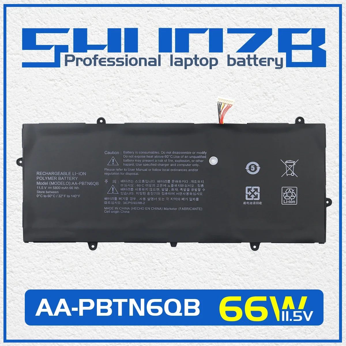 SHUOZB AA-PBTN6QB Laptop Battery For SAMSUNG NP900X5N NT900X5N-X78L NP900X5N-X01US L01US NP900X5N-K03 900X5N Series 11.55V 66WH
SHUOZB AA-PBTN6QB Laptop Battery For SAMSUNG NP900X5N NT900X5N-X78L NP900X5N-X01US L01US NP900X5N-K03 900X5N Series 11.55V 66WH
