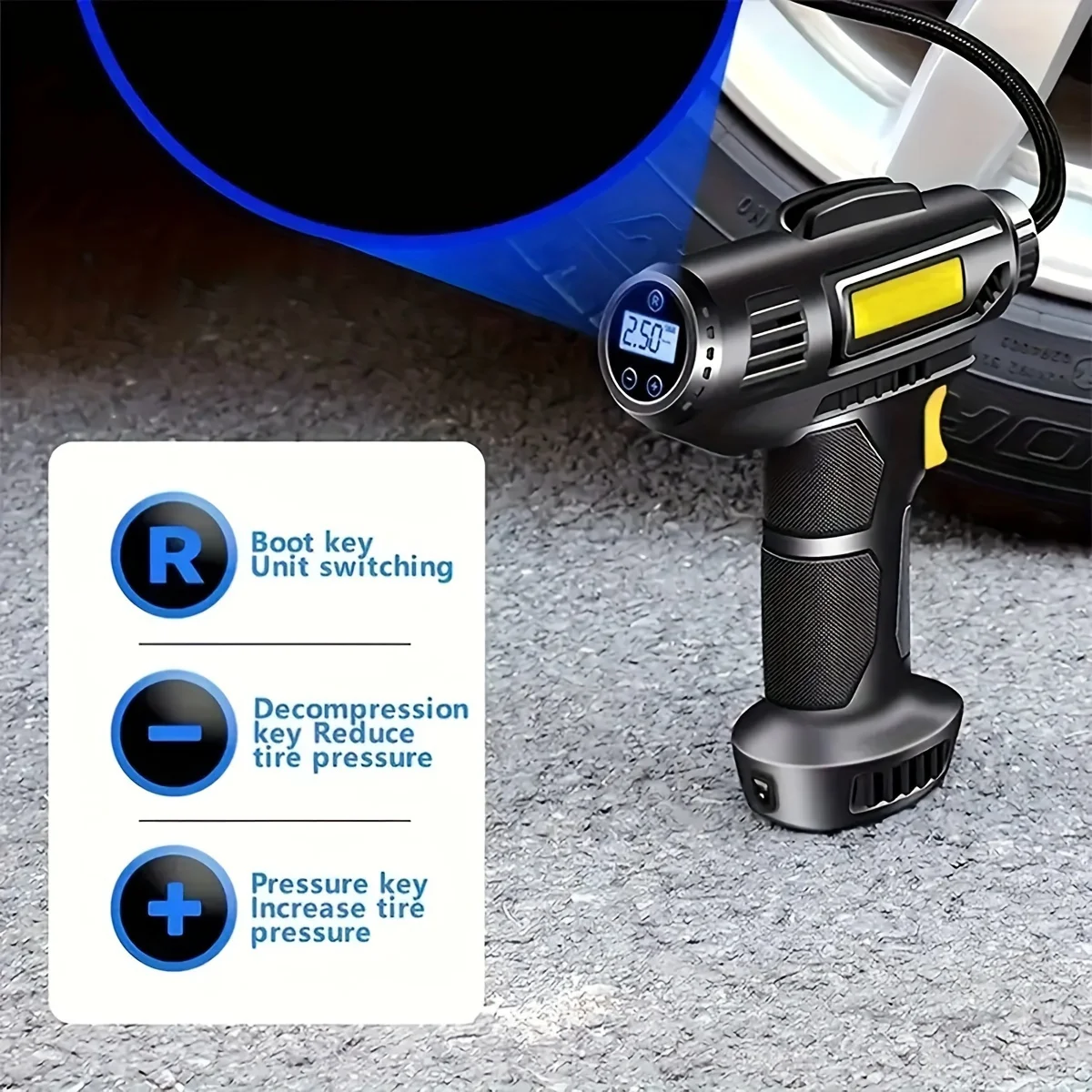 Portable Air Compressor Electric Car Tire Inflator Wireless Air Pump Air Injector LCD Display for Car Bike Motorcycle Tyre Balls
Portable Air Compressor Electric Car Tire Inflator Wireless Air Pump Air Injector LCD Display for Car Bike Motorcycle Tyre Balls