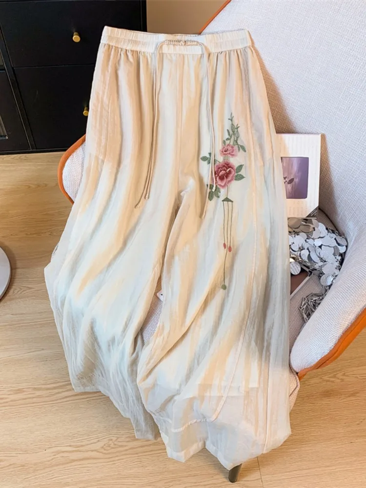 Elegant Embroidered Double Layer Wide Leg Pants High Waist Casual Trousers for Women Summer Artistic Loose Fit Skirt Pants
Elegant Embroidered Double Layer Wide Leg Pants High Waist Casual Trousers for Women Summer Artistic Loose Fit Skirt Pants