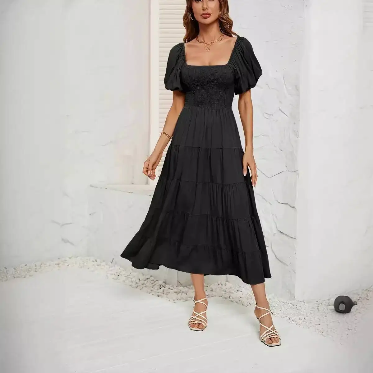 Women's Summer Solid 2026 Color High Waist Puff Sleeve Waist-Cinching Dress
Women's Summer Solid 2026 Color High Waist Puff Sleeve Waist-Cinching Dress