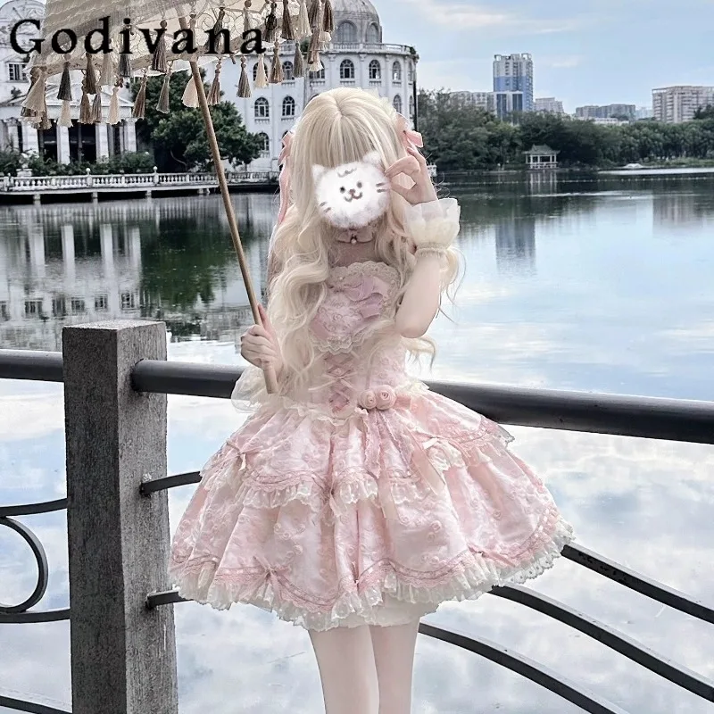 Lolita Strap Dress for Women JSK Ballet Style Short Birthday Party Dress Female Japanese Style Sweet Cute Dress with Headwear
Lolita Strap Dress for Women JSK Ballet Style Short Birthday Party Dress Female Japanese Style Sweet Cute Dress with Headwear
