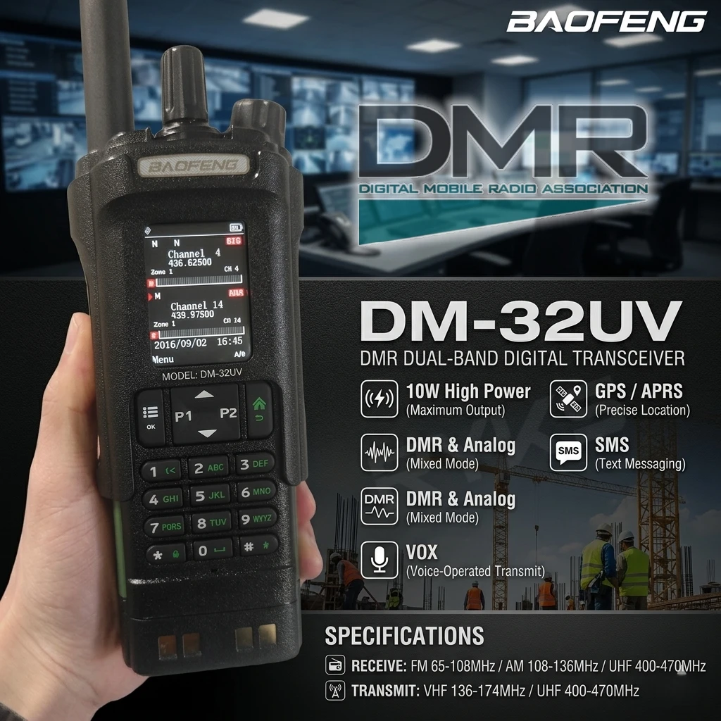 Security Operations Large Scale Events Dm-32Uv Dmr Digital Two Way Radio 10W High Power Dual Band Transceiver With Gps Vox
Security Operations Large Scale Events Dm-32Uv Dmr Digital Two Way Radio 10W High Power Dual Band Transceiver With Gps Vox