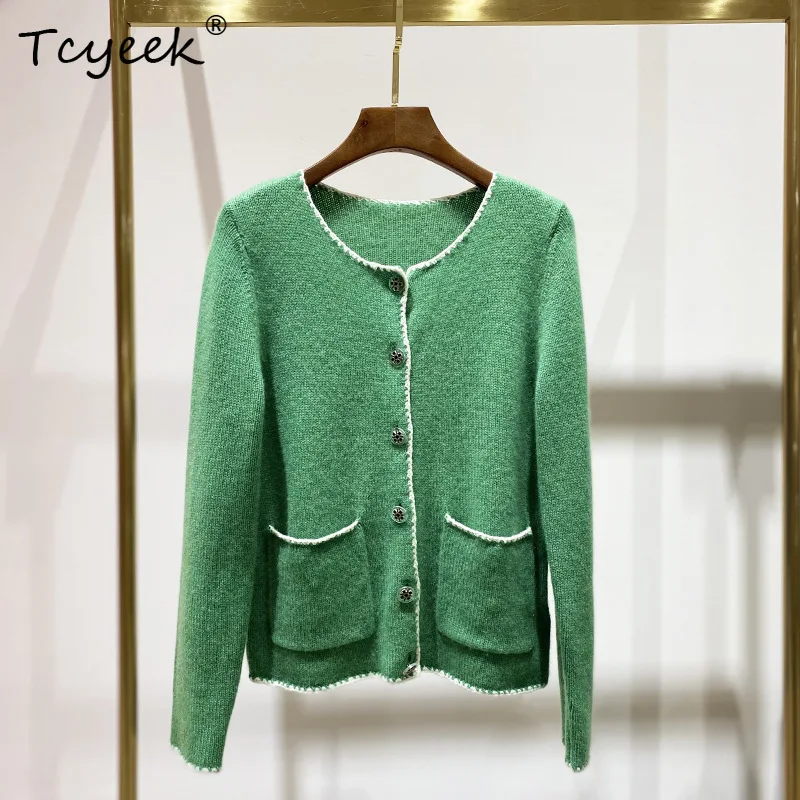 Tcyeek, 7G 100%Pure Cashmere Cardigans, Women O-Neck Hook Flower, Elegant Fashion Knit Sweater, 2024 Fall Winter Tops T48936QC
Tcyeek, 7G 100%Pure Cashmere Cardigans, Women O-Neck Hook Flower, Elegant Fashion Knit Sweater, 2024 Fall Winter Tops T48936QC
