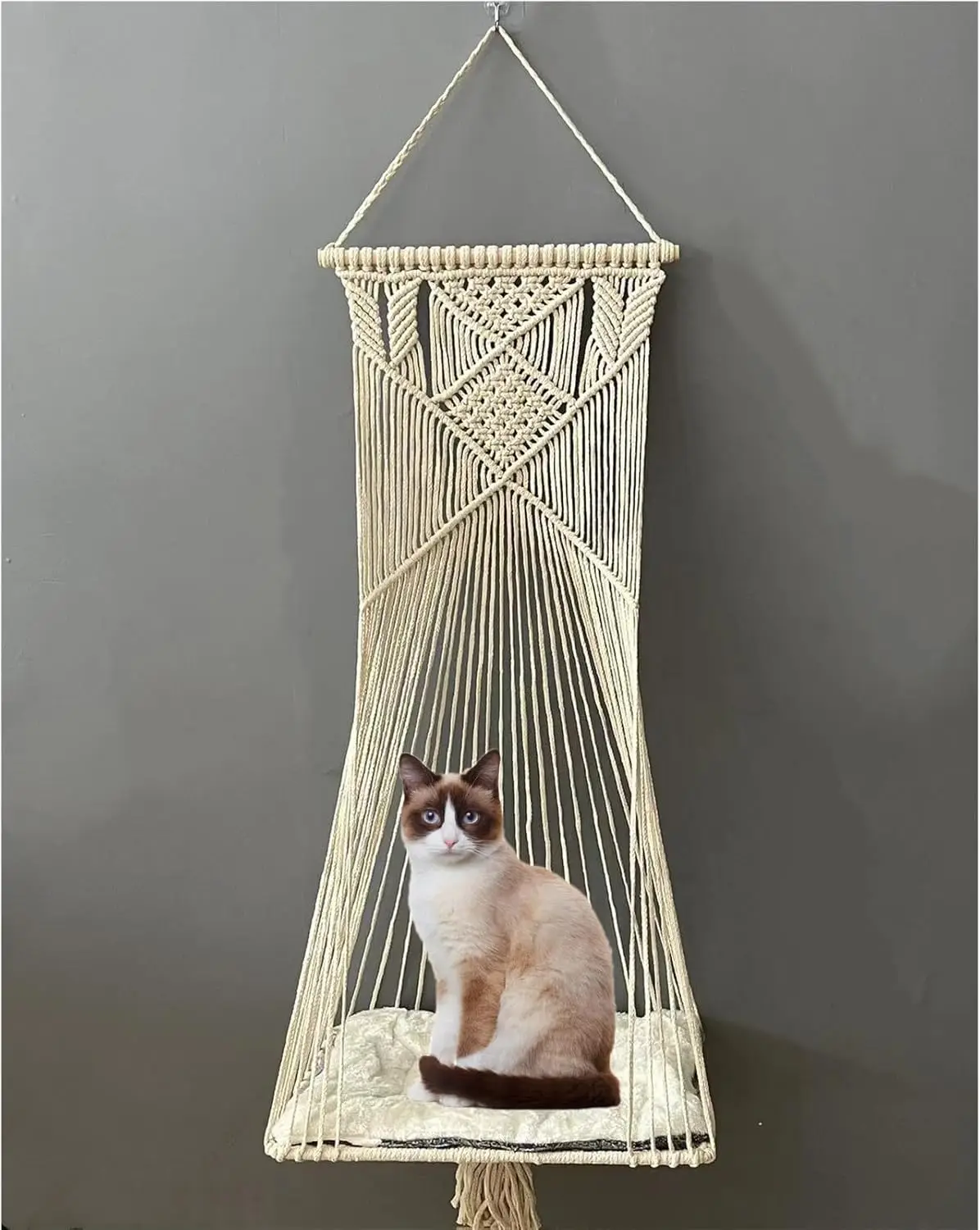 Macrame Cat Hammo - Indoor Cat Swing Bed For Sleeping, Playing, Climbing, And Lounging (Beige)
Macrame Cat Hammo - Indoor Cat Swing Bed For Sleeping, Playing, Climbing, And Lounging (Beige)