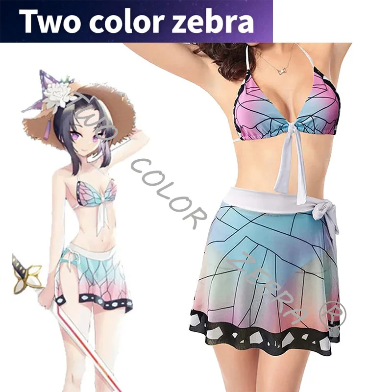 Swimsuit Kochou Shinobu Cosplay Costume Three Piece Bikini Beach Swimsuit Set Women Summer Swimwear Bathing Suit 
Swimsuit Kochou Shinobu Cosplay Costume Three Piece Bikini Beach Swimsuit Set Women Summer Swimwear Bathing Suit