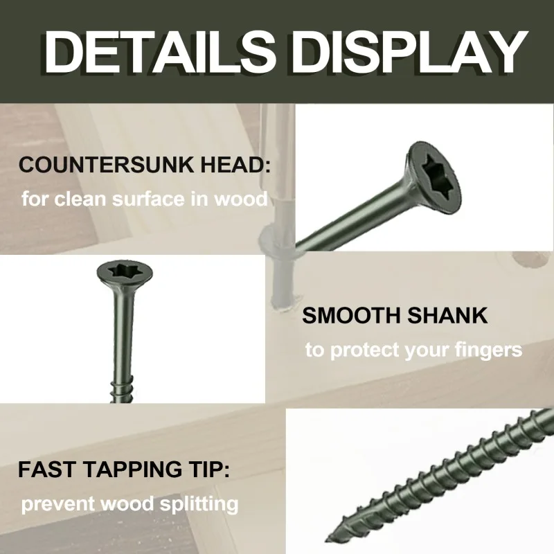 VKKM Green Self-tapping Wooden Screws Are Essential for Connecting Wooden Components and Assembling Furniture
VKKM Green Self-tapping Wooden Screws Are Essential for Connecting Wooden Components and Assembling Furniture
