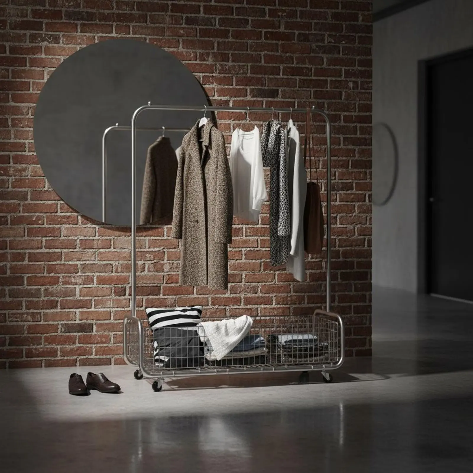 Mobile Garment Rack with Storage Effortless Edges Rolling Clothes Rack with Basket Freestanding Closet Organizer
Mobile Garment Rack with Storage Effortless Edges Rolling Clothes Rack with Basket Freestanding Closet Organizer