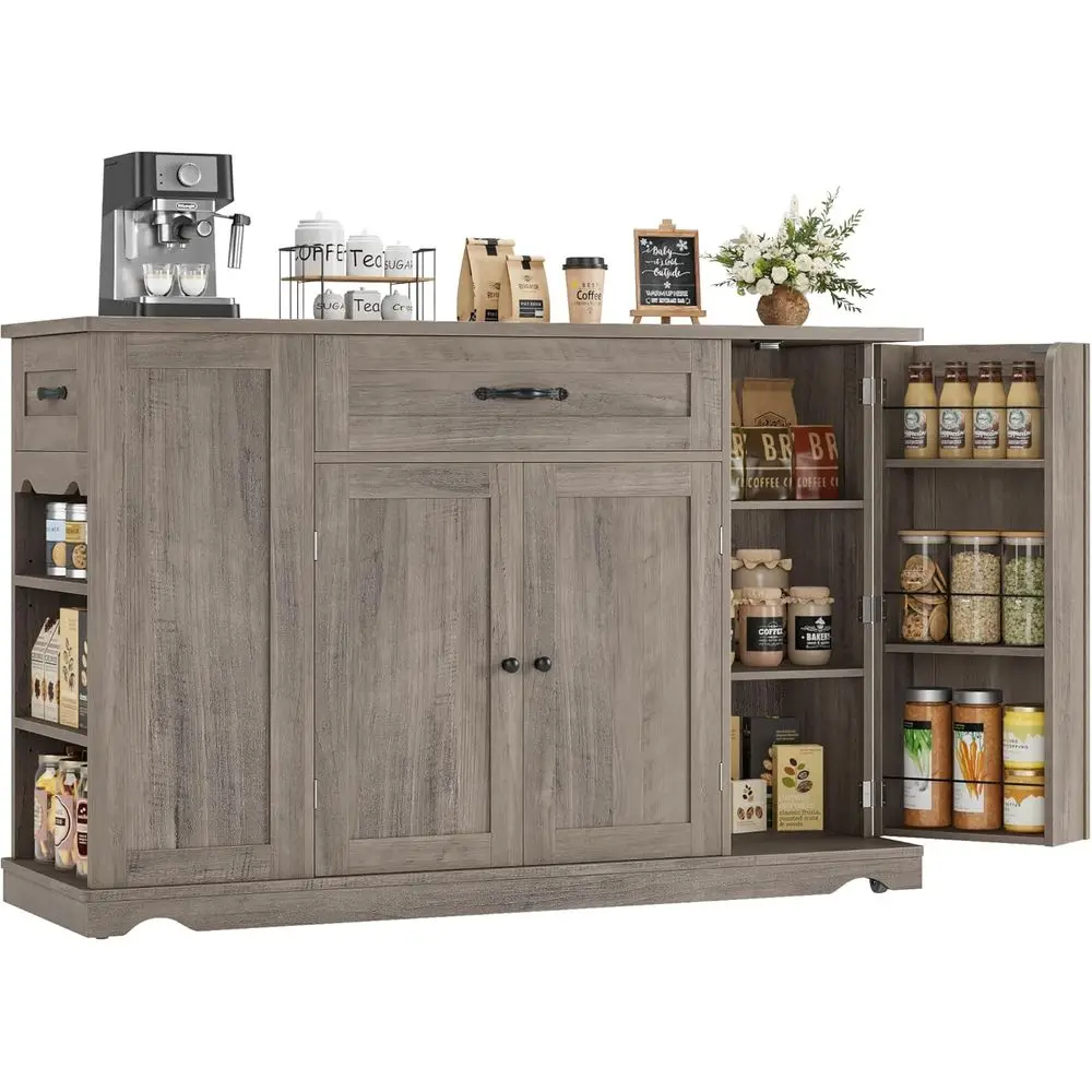 47'' Rolling Kitchen Island Cart with Storage, Adjustable Shelves, and 2 Drawers, Ash Gray
47'' Rolling Kitchen Island Cart with Storage, Adjustable Shelves, and 2 Drawers, Ash Gray