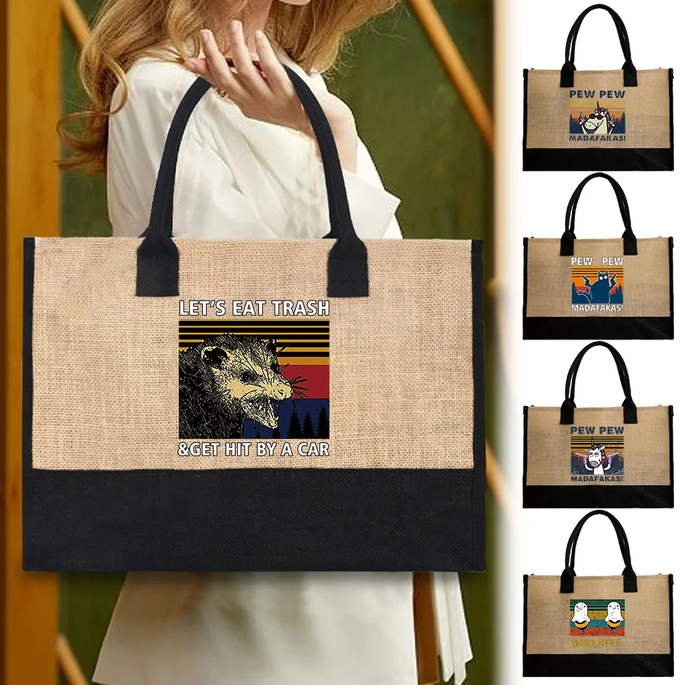 Vintage Tote Bag Eco Jute Shopping Bag Pew Series Reusable Portable Shoulder Handbag for Travel Grocery Fashion
Vintage Tote Bag Eco Jute Shopping Bag Pew Series Reusable Portable Shoulder Handbag for Travel Grocery Fashion