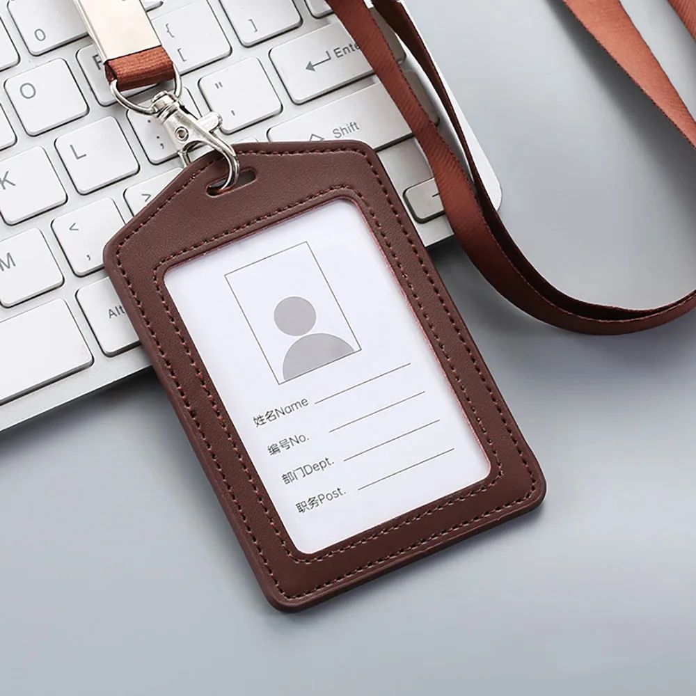 High Quality Genuine Leather Work Card Holder With Neck Lanyard Solid Color ID Card Cover Id Name Tag
High Quality Genuine Leather Work Card Holder With Neck Lanyard Solid Color ID Card Cover Id Name Tag