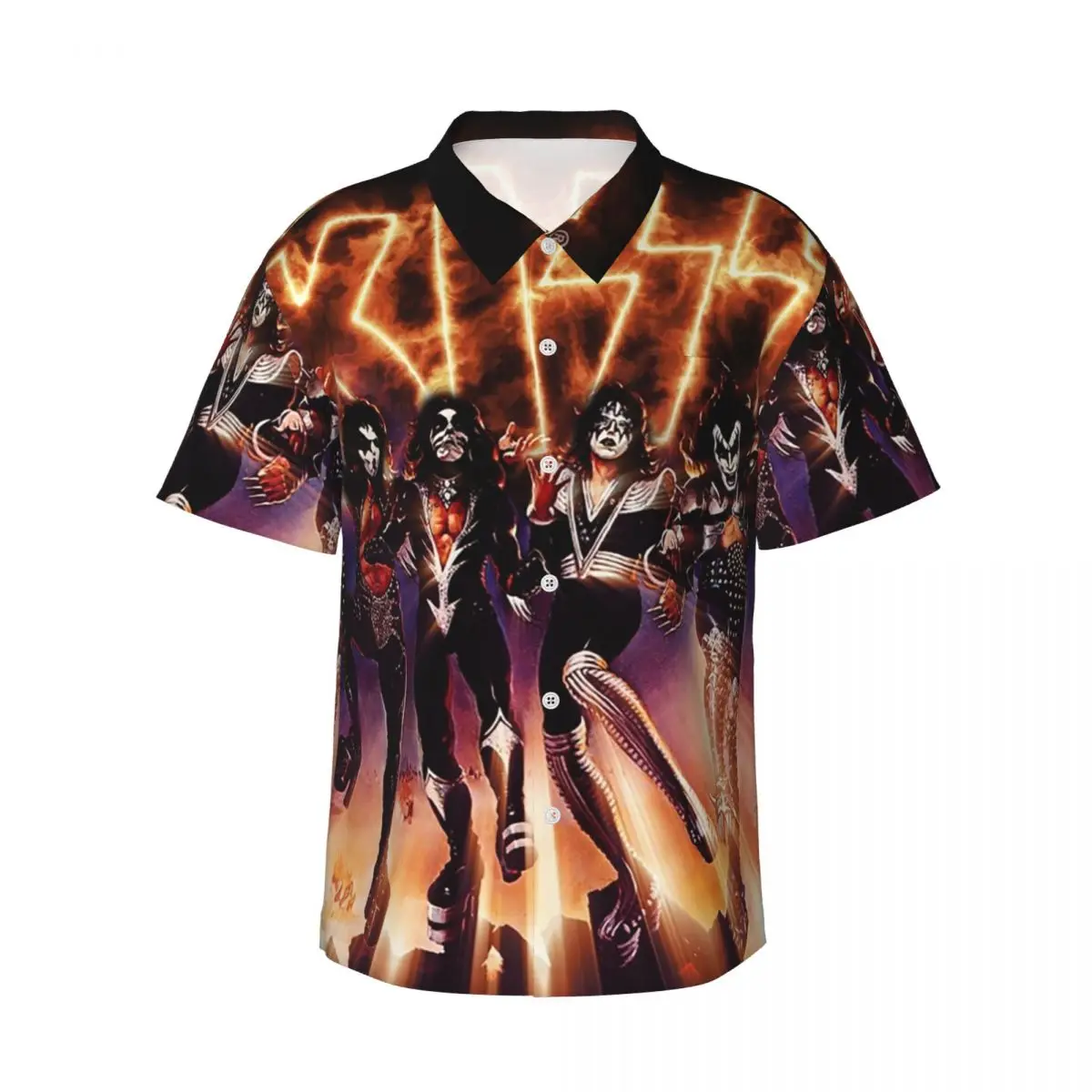 KISS The Band - Destroyer Fire Log Men's Shirts Hawaiian Short Sleeve Shirt Funny Lapel Tops for Summer Beach
KISS The Band - Destroyer Fire Log Men's Shirts Hawaiian Short Sleeve Shirt Funny Lapel Tops for Summer Beach