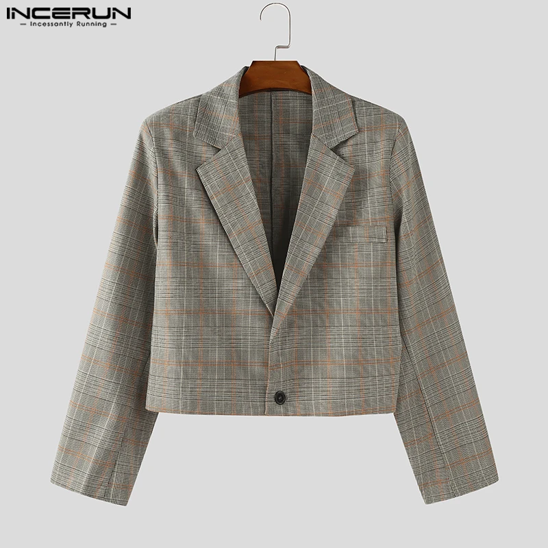 INCERUN Men Blazer Plaid Lapel Long Sleeve One Button Casual Crop Coats Men Suit Streetwear 2025 Fashion Blazer Spring Autumn
INCERUN Men Blazer Plaid Lapel Long Sleeve One Button Casual Crop Coats Men Suit Streetwear 2025 Fashion Blazer Spring Autumn