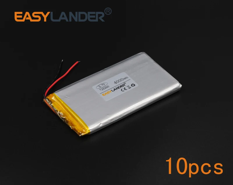 10pcs/Lot 3.7V 4000mAh 725290 Rechargeable li Polymer Li-ion Battery For Bluetooth Notebook Tablet PC Consumer electronics GPS
10pcs/Lot 3.7V 4000mAh 725290 Rechargeable li Polymer Li-ion Battery For Bluetooth Notebook Tablet PC Consumer electronics GPS