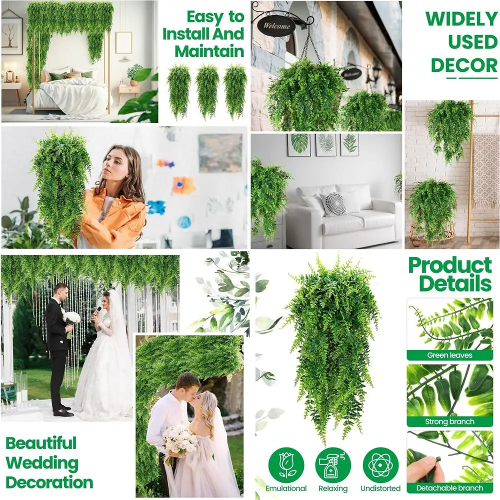 32-Inch Artificial Hanging Boston Ferns, 42 Pieces, Plastic Fake Plants for Wall, Room, Garden, Wedding, Indoor and Outdoor Deco
32-Inch Artificial Hanging Boston Ferns, 42 Pieces, Plastic Fake Plants for Wall, Room, Garden, Wedding, Indoor and Outdoor Deco