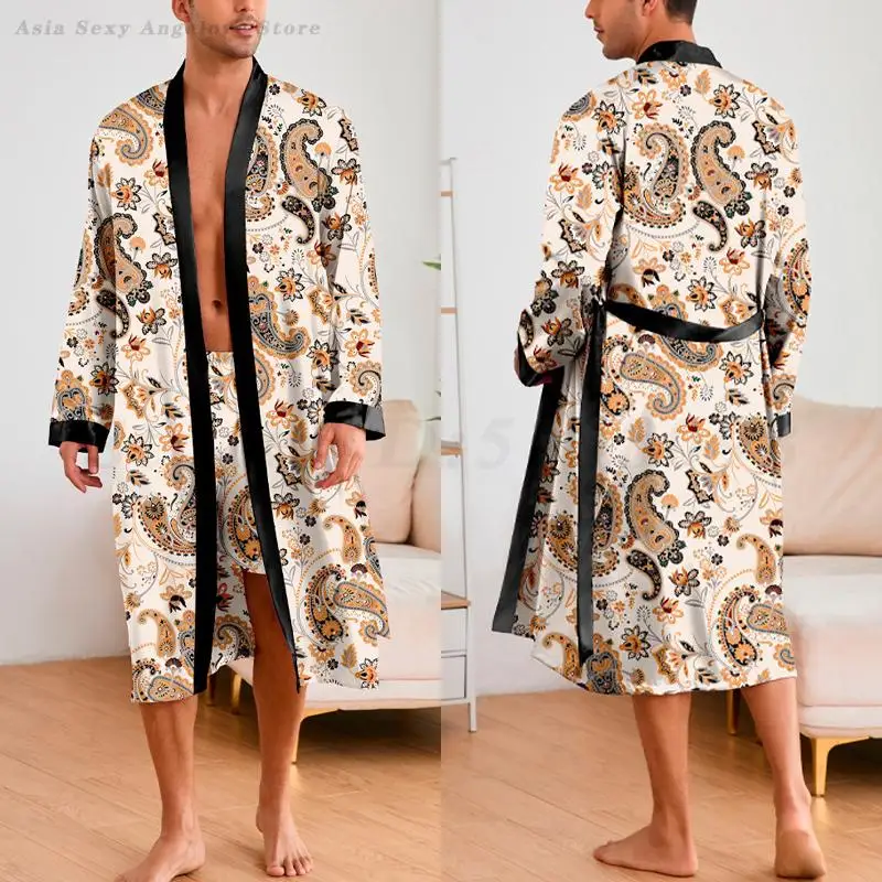 Men Robe Sets Satin Printed Kimono Male Sleepwear Bathrobe Faux Silk 2PCS Robe&Shorts Suit Casual Nightwear Lounge Wear Homewear
Men Robe Sets Satin Printed Kimono Male Sleepwear Bathrobe Faux Silk 2PCS Robe&Shorts Suit Casual Nightwear Lounge Wear Homewear