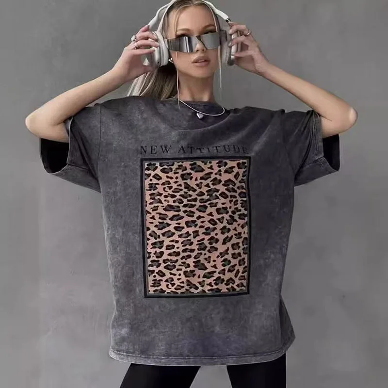 American Leopard Print Loose Versatile Round Neck Short Sleeve Cotton Fashion Brand Unisex T-Shirt
American Leopard Print Loose Versatile Round Neck Short Sleeve Cotton Fashion Brand Unisex T-Shirt