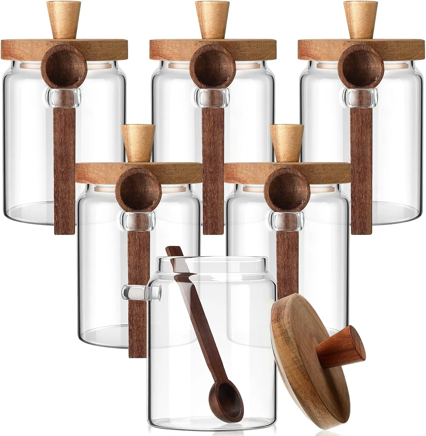 6-Piece Glass Spice Jars with Wooden Lids & Spoons, 18 oz Airtight Kitchen Storage for Coffee, Tea, Sugar
6-Piece Glass Spice Jars with Wooden Lids & Spoons, 18 oz Airtight Kitchen Storage for Coffee, Tea, Sugar