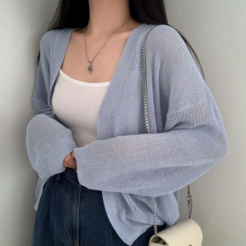 Summer Knitted Cardigan Women's Sweater Coat Casual Loose Long Sleeve Top White Black Basic Cardigan Sunscreen Clothes
Summer Knitted Cardigan Women's Sweater Coat Casual Loose Long Sleeve Top White Black Basic Cardigan Sunscreen Clothes