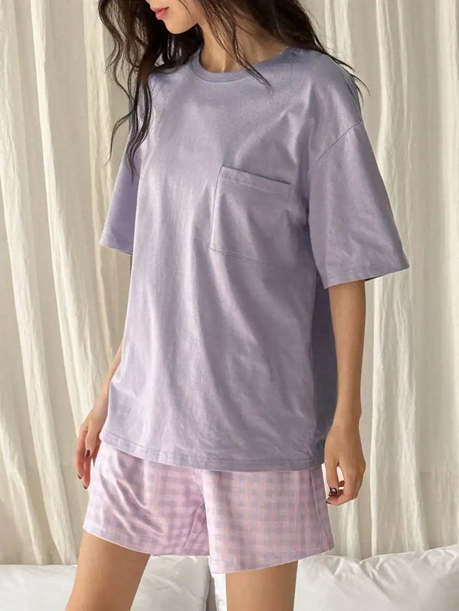 2pcs Loose Casual Short Sleeve Pajama Set For Women Sleepwear
2pcs Loose Casual Short Sleeve Pajama Set For Women Sleepwear