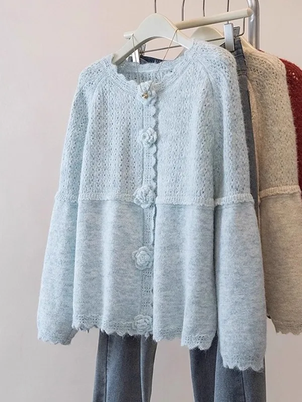 Light Blue 3D Flower Knitted Sweater Jacket Women's Shoulder Length Outerwear Spring New Style plus Size Beautiful Cardigan
Light Blue 3D Flower Knitted Sweater Jacket Women's Shoulder Length Outerwear Spring New Style plus Size Beautiful Cardigan